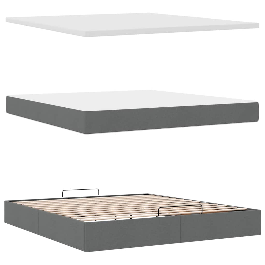 Ottoman bed met matras 160x200cm stof donkergrijs is nu te koop bij PeponiXL, paradijselijk wonen!