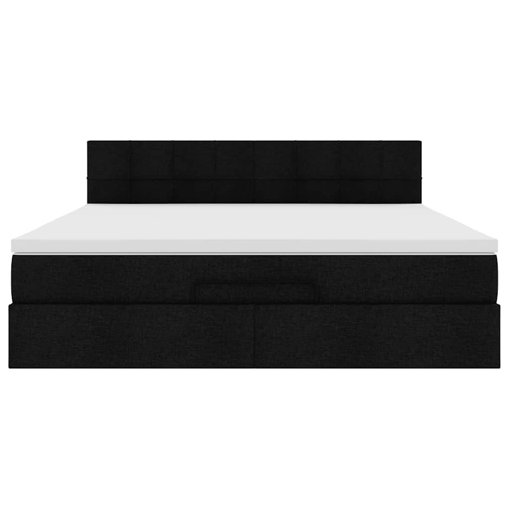 Ottoman bed met matras 160x200cm stof zwart is nu te koop bij PeponiXL, paradijselijk wonen!