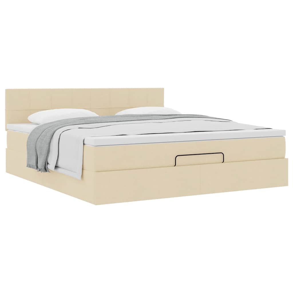 Ottoman bed met matras 160x200cm stof crèmekleurig is nu te koop bij PeponiXL, paradijselijk wonen!