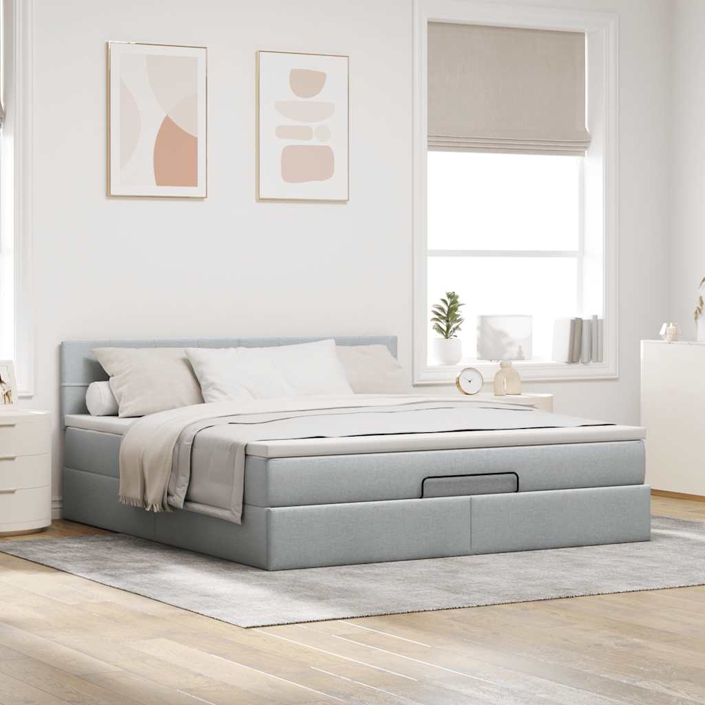 Ottoman bed met matras 180x200cm stof lichtgrijs is nu te koop bij PeponiXL, paradijselijk wonen!