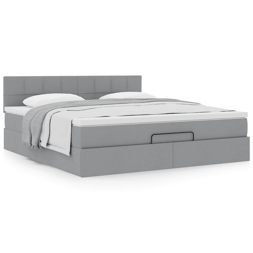 Ottoman bed met matras 180x200cm stof lichtgrijs is nu te koop bij PeponiXL, paradijselijk wonen!