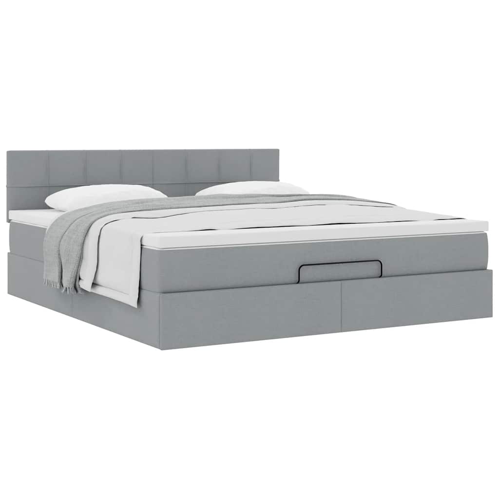 Ottoman bed met matras 180x200cm stof lichtgrijs is nu te koop bij PeponiXL, paradijselijk wonen!