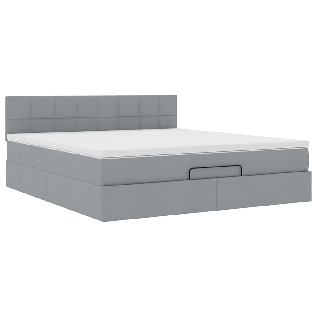 Ottoman bed met matras 180x200cm stof lichtgrijs is nu te koop bij PeponiXL, paradijselijk wonen!