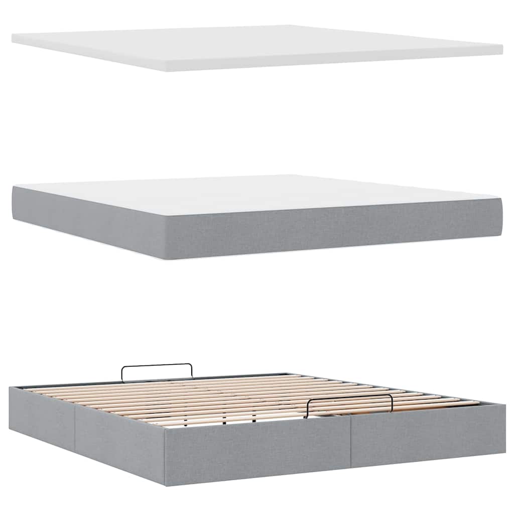 Ottoman bed met matras 180x200cm stof lichtgrijs is nu te koop bij PeponiXL, paradijselijk wonen!