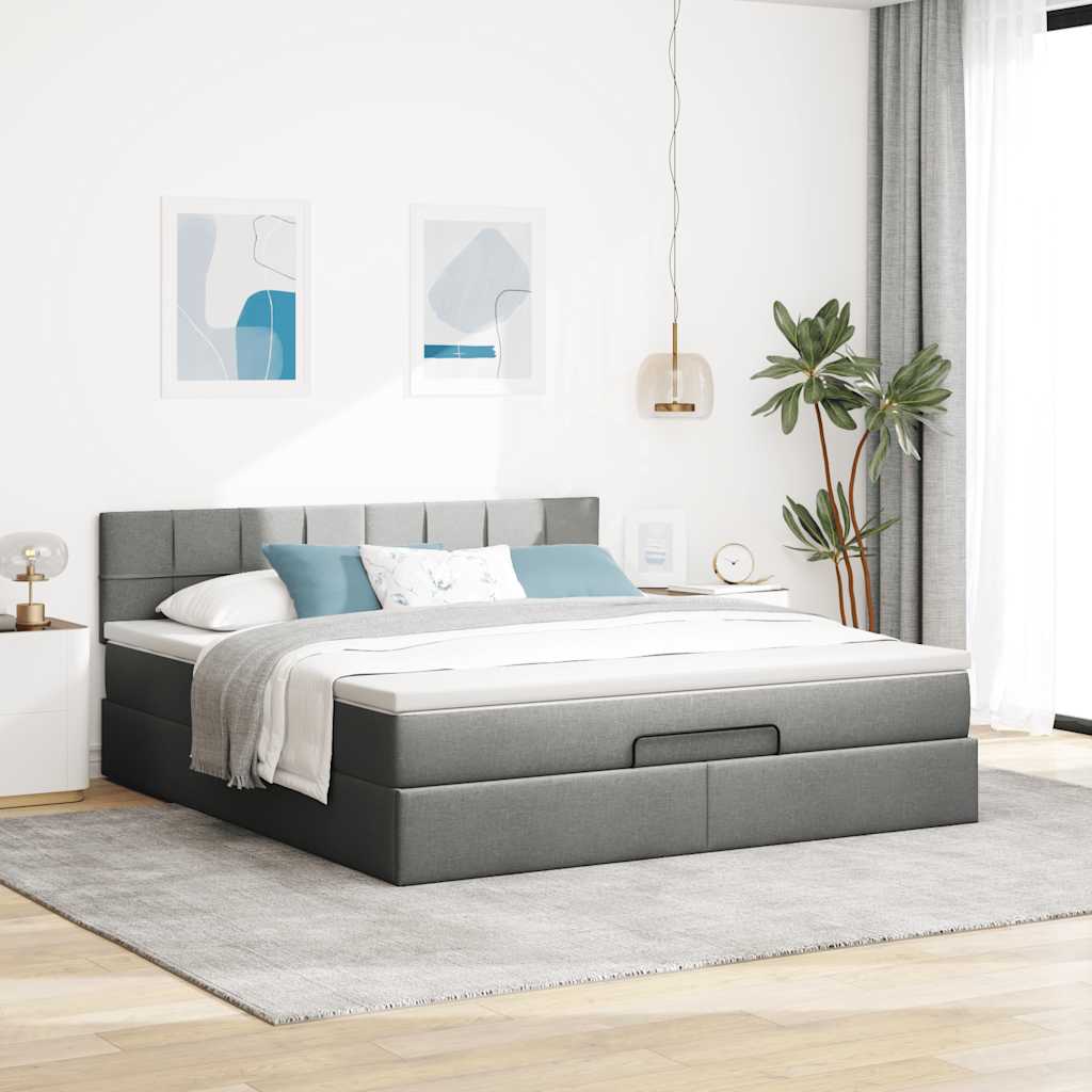 Ottoman bed met matras 180x200cm stof donkergrijs is nu te koop bij PeponiXL, paradijselijk wonen!