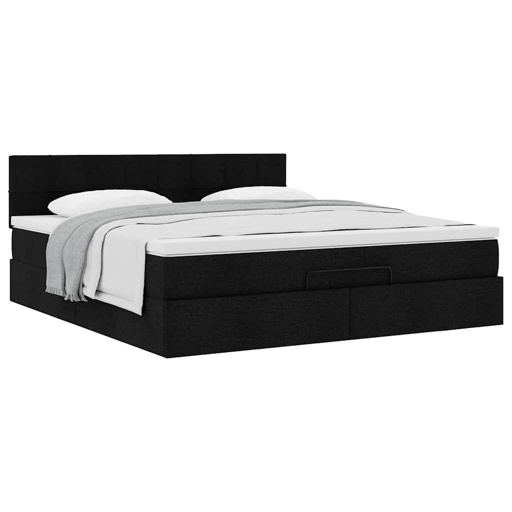 Ottoman bed met matras 180x200cm stof zwart is nu te koop bij PeponiXL, paradijselijk wonen!