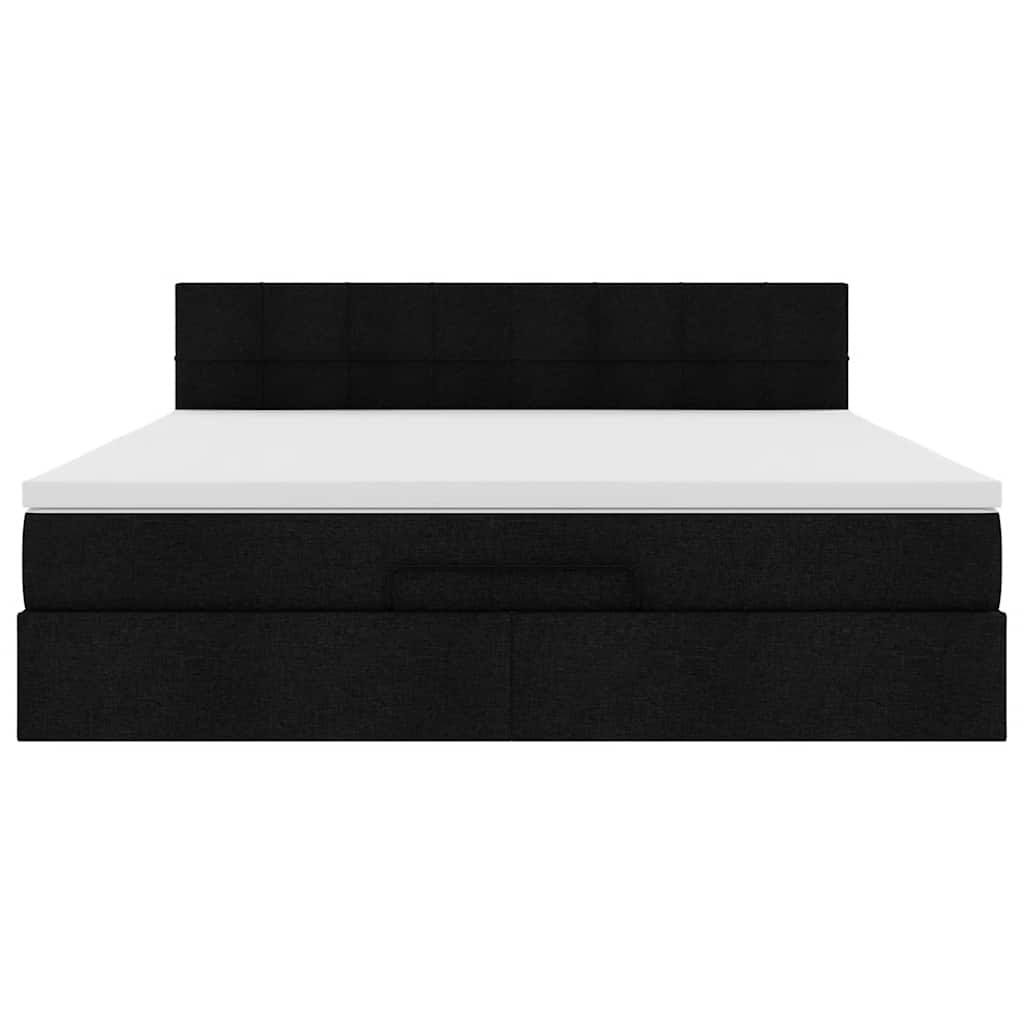 Ottoman bed met matras 180x200cm stof zwart is nu te koop bij PeponiXL, paradijselijk wonen!