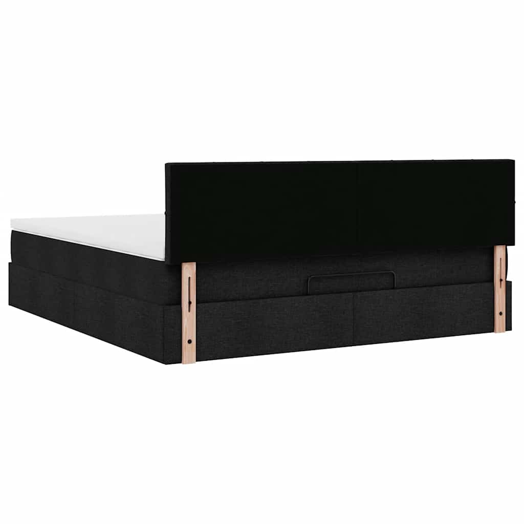 Ottoman bed met matras 180x200cm stof zwart is nu te koop bij PeponiXL, paradijselijk wonen!