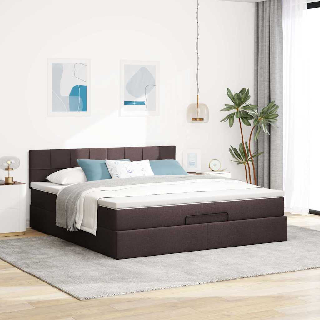 Ottoman bed met matras 180x200cm stof donkerbruin