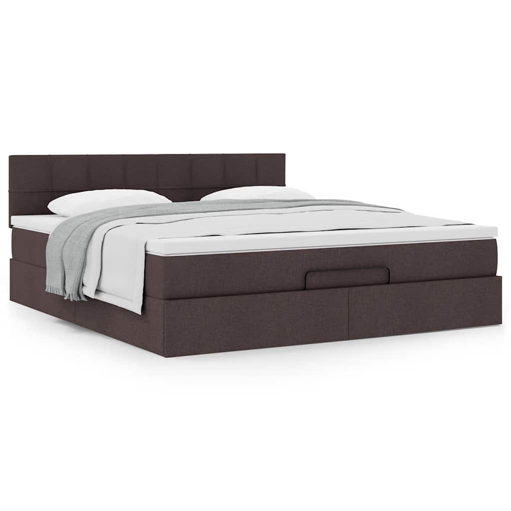 Ottoman bed met matras 180x200cm stof donkerbruin