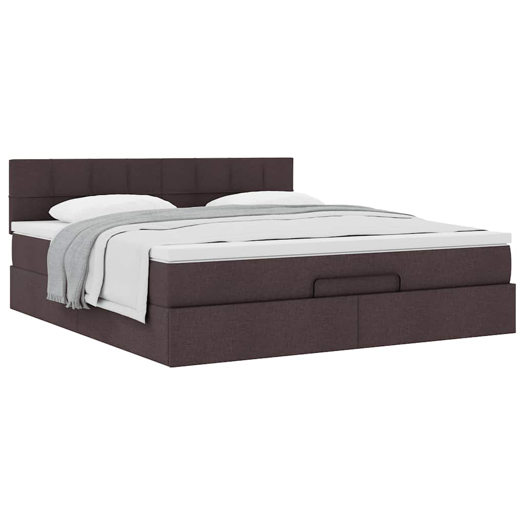 Ottoman bed met matras 180x200cm stof donkerbruin