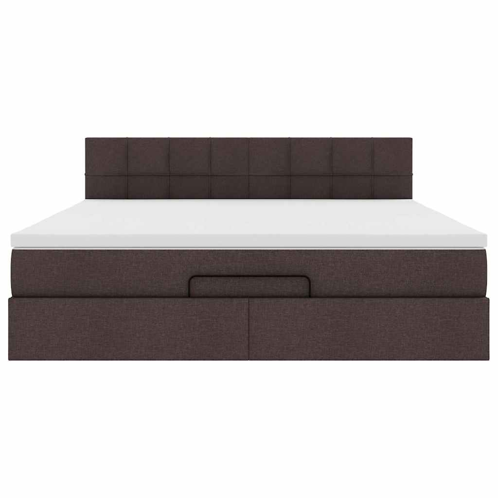 Ottoman bed met matras 180x200cm stof donkerbruin