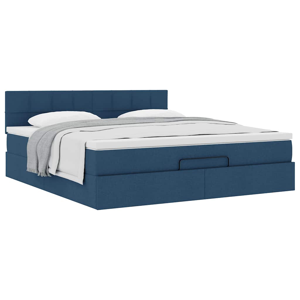 Ottoman bed met matras 180x200cm stof blauw is nu te koop bij PeponiXL, paradijselijk wonen!