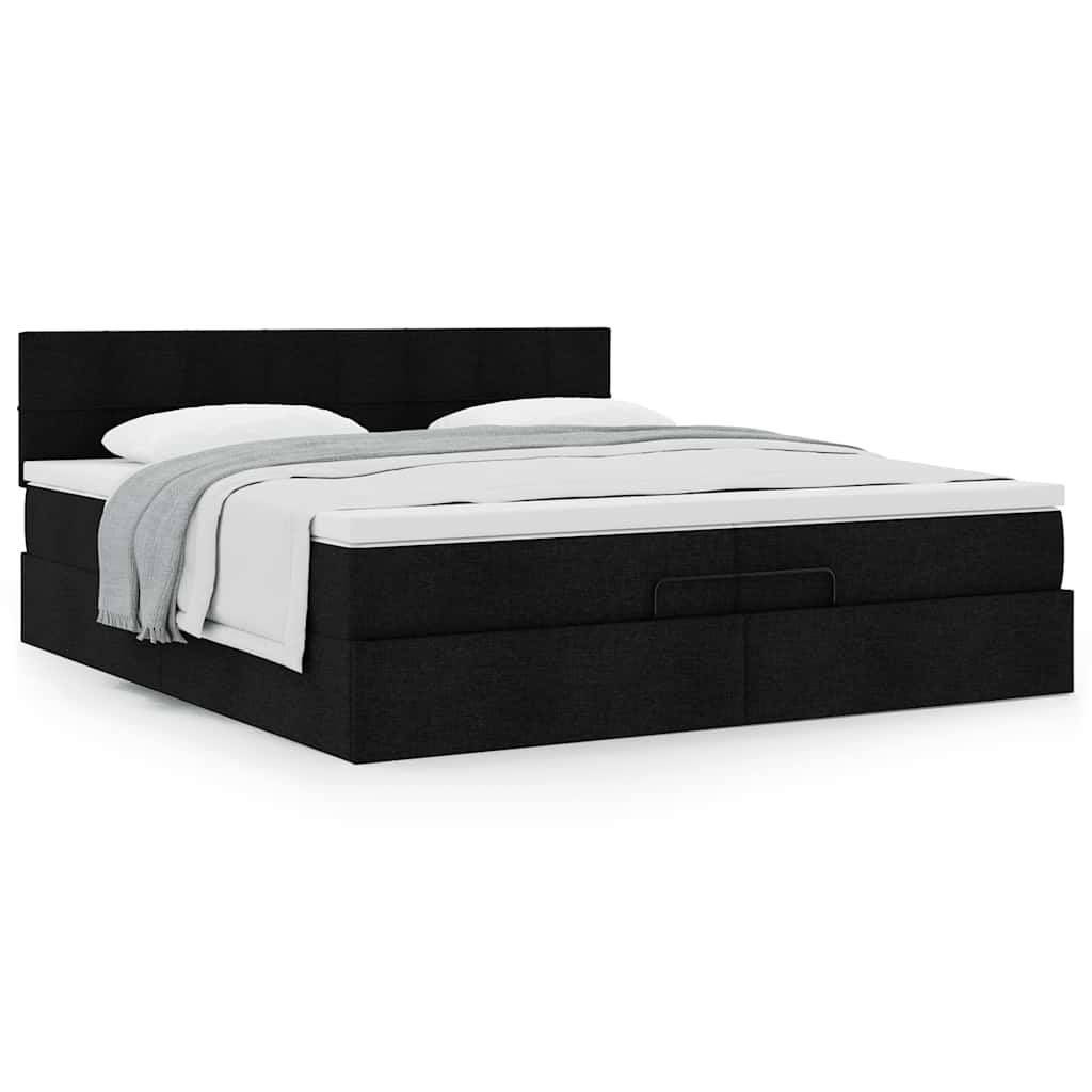 Ottoman bed met matras 200x200 cm stof zwart