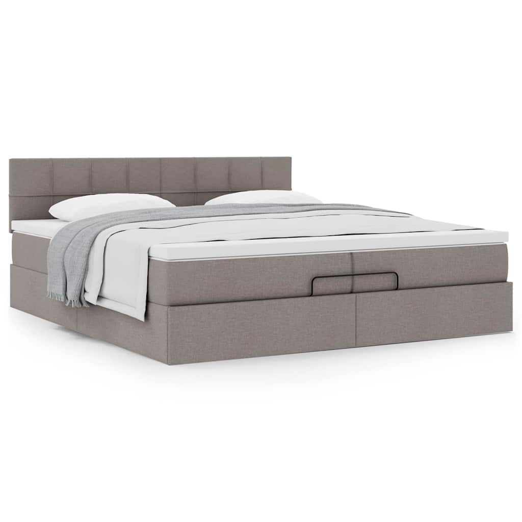 Ottoman bed met matras 200x200 cm stof taupe is nu te koop bij PeponiXL, paradijselijk wonen!