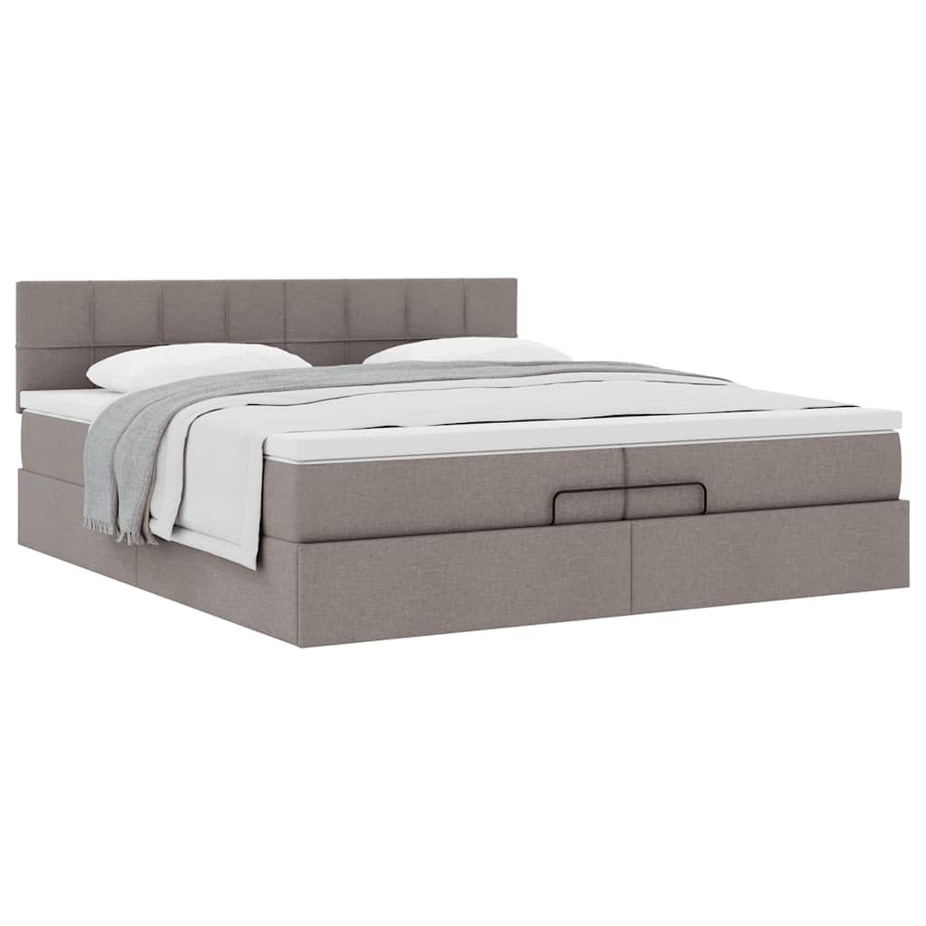 Ottoman bed met matras 200x200 cm stof taupe is nu te koop bij PeponiXL, paradijselijk wonen!