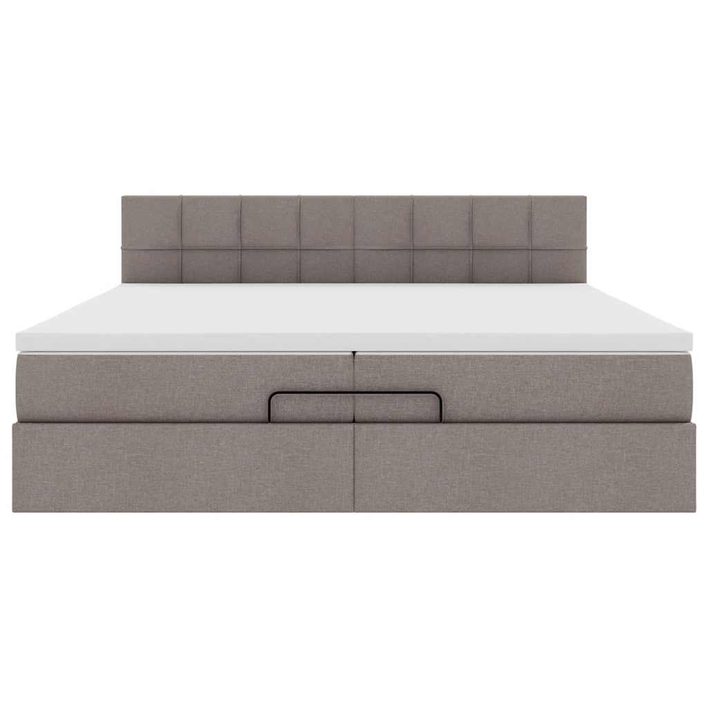 Ottoman bed met matras 200x200 cm stof taupe is nu te koop bij PeponiXL, paradijselijk wonen!