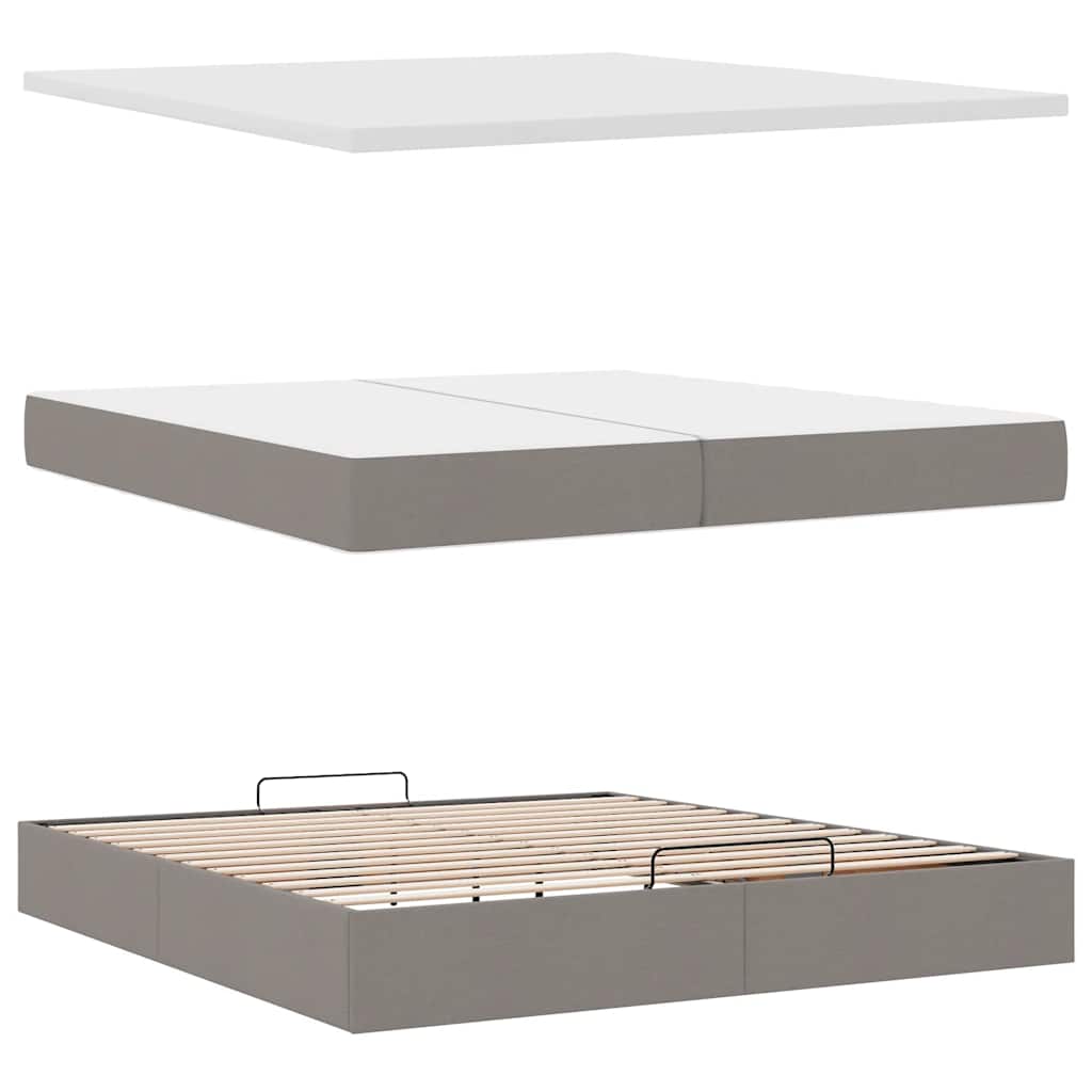 Ottoman bed met matras 200x200 cm stof taupe is nu te koop bij PeponiXL, paradijselijk wonen!
