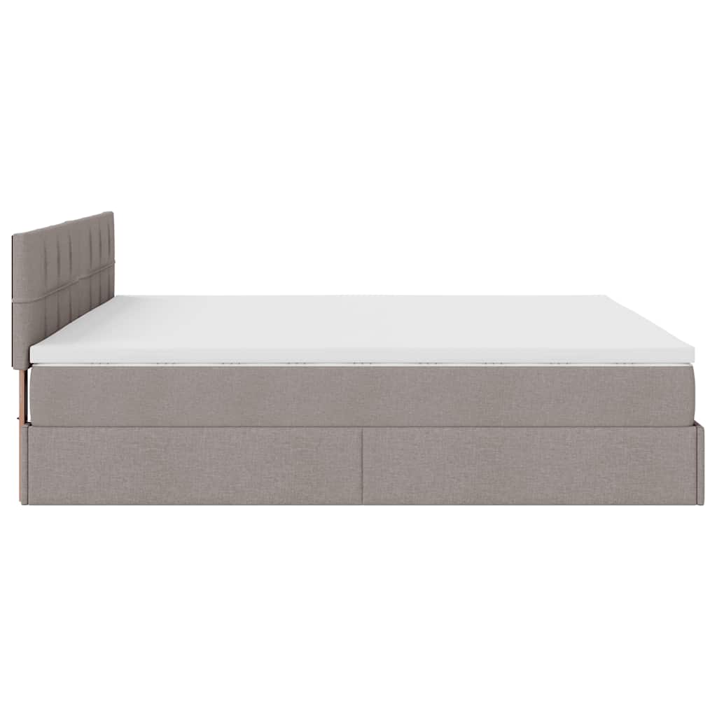Ottoman bed met matras 200x200 cm stof taupe is nu te koop bij PeponiXL, paradijselijk wonen!