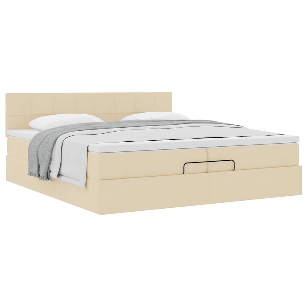 Ottoman bed met matras 200x200 cm stof crèmekleurig