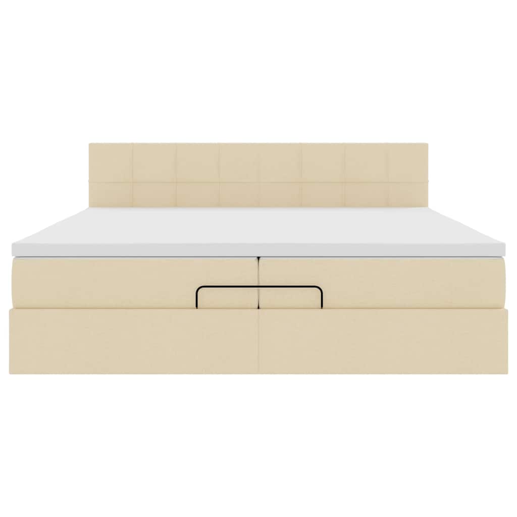 Ottoman bed met matras 200x200 cm stof crèmekleurig