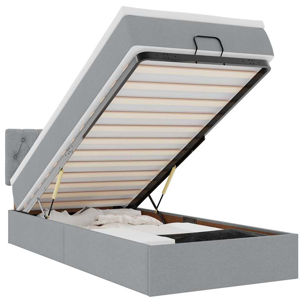 Ottoman bed met matras 80x200cm stof lichtgrijs is nu te koop bij PeponiXL, paradijselijk wonen!