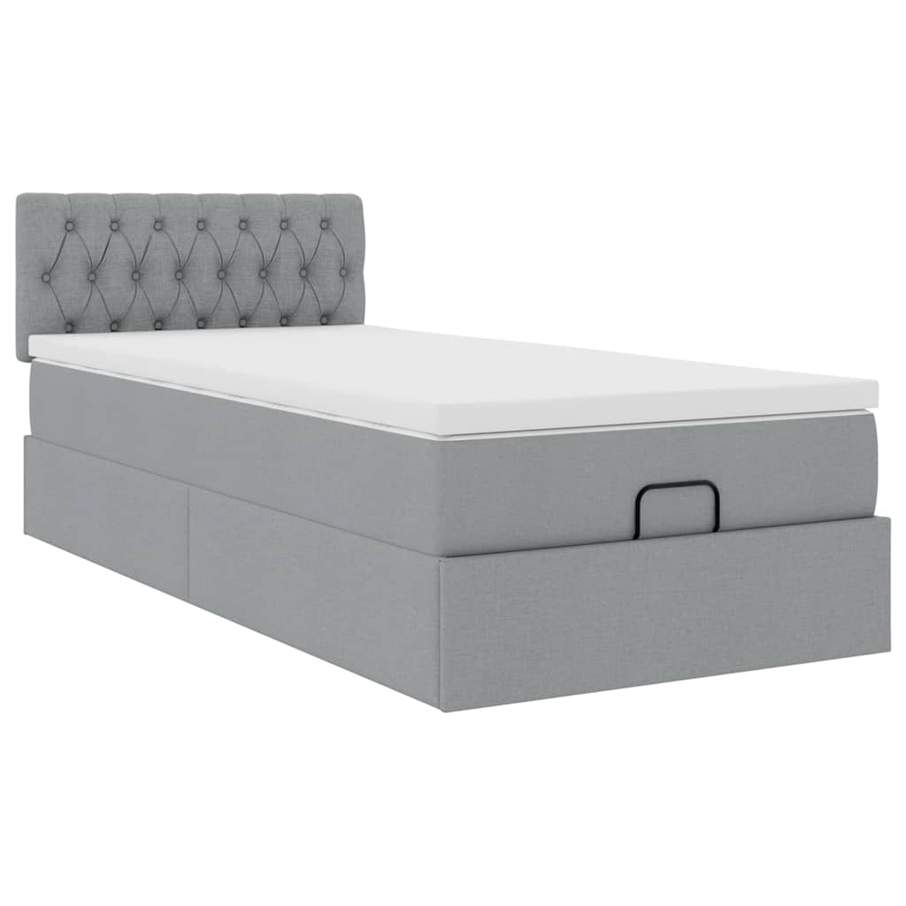 Ottoman bed met matras 80x200cm stof lichtgrijs is nu te koop bij PeponiXL, paradijselijk wonen!