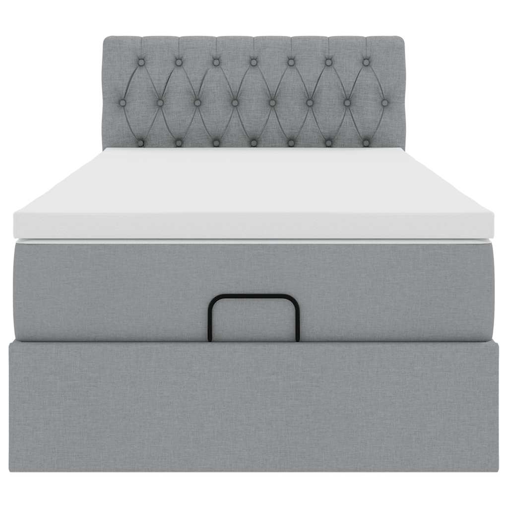 Ottoman bed met matras 80x200cm stof lichtgrijs is nu te koop bij PeponiXL, paradijselijk wonen!