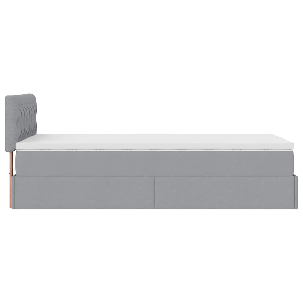 Ottoman bed met matras 80x200cm stof lichtgrijs is nu te koop bij PeponiXL, paradijselijk wonen!