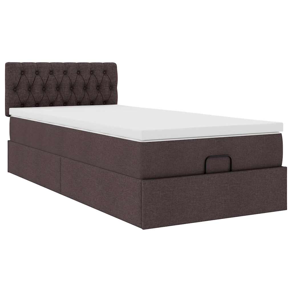Ottoman bed met matras 80x200cm stof donkerbruin is nu te koop bij PeponiXL, paradijselijk wonen!