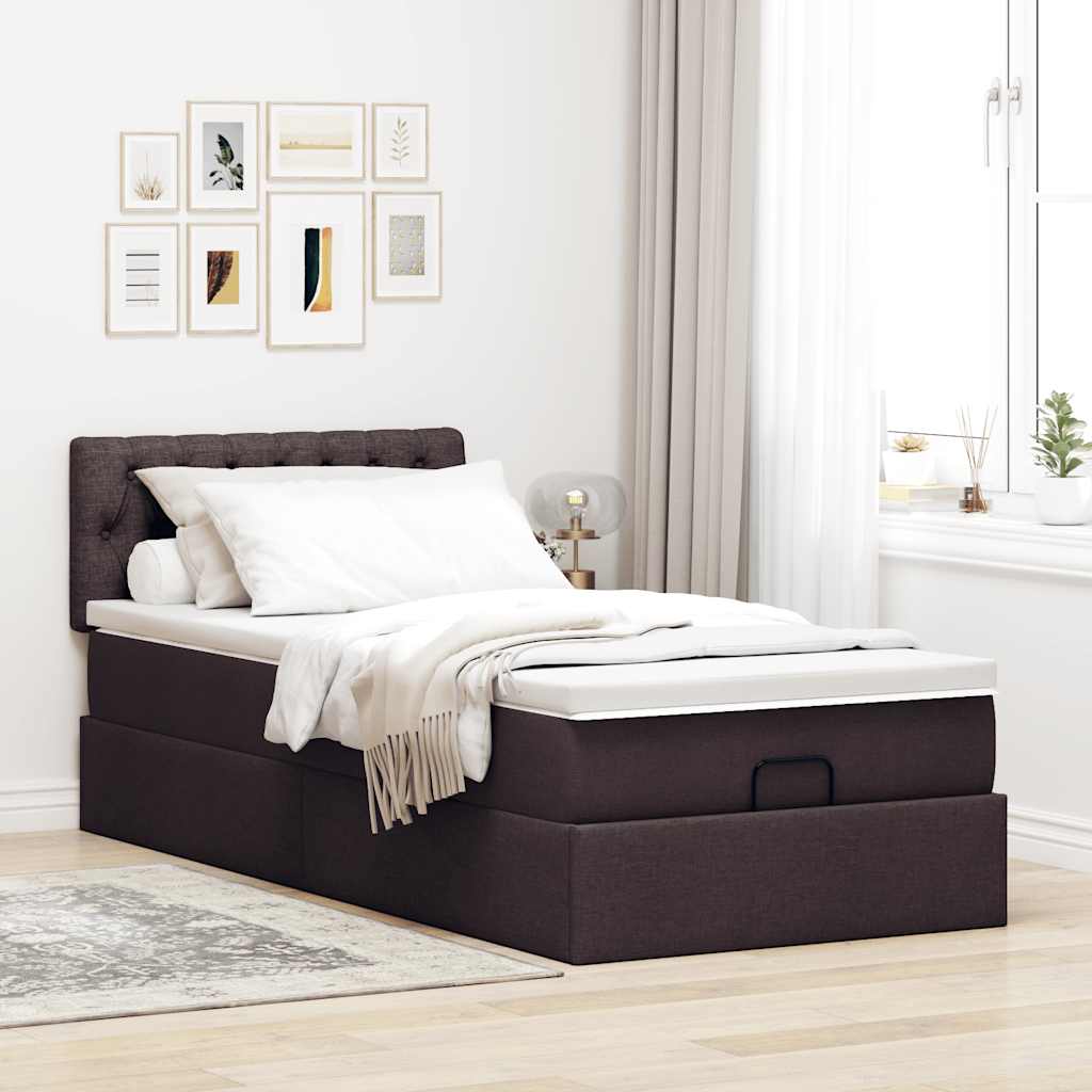 Ottoman bed met matras 80x200cm stof donkerbruin is nu te koop bij PeponiXL, paradijselijk wonen!