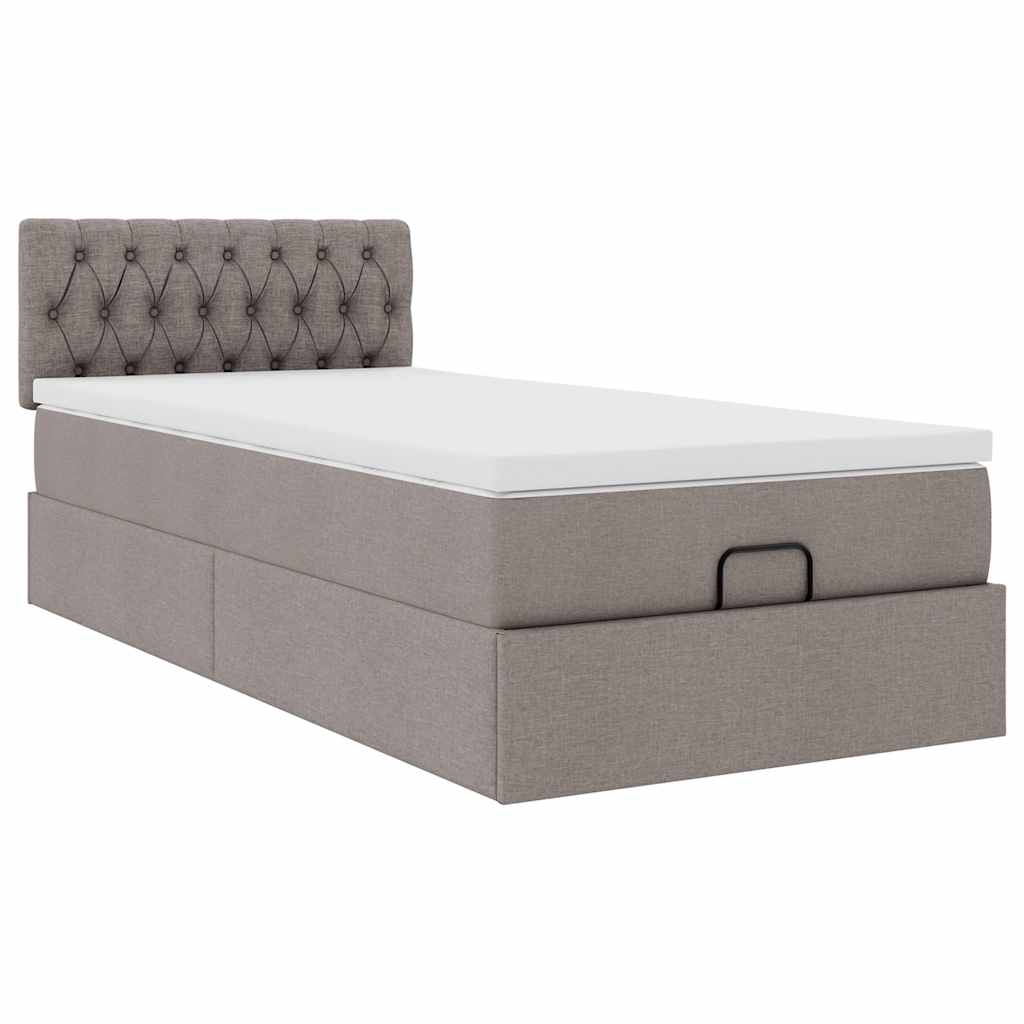 Ottoman bed met matras 80x200cm stof taupe is nu te koop bij PeponiXL, paradijselijk wonen!
