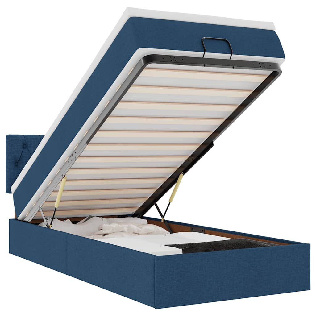 Ottoman bed met matras 80x200cm stof blauw is nu te koop bij PeponiXL, paradijselijk wonen!
