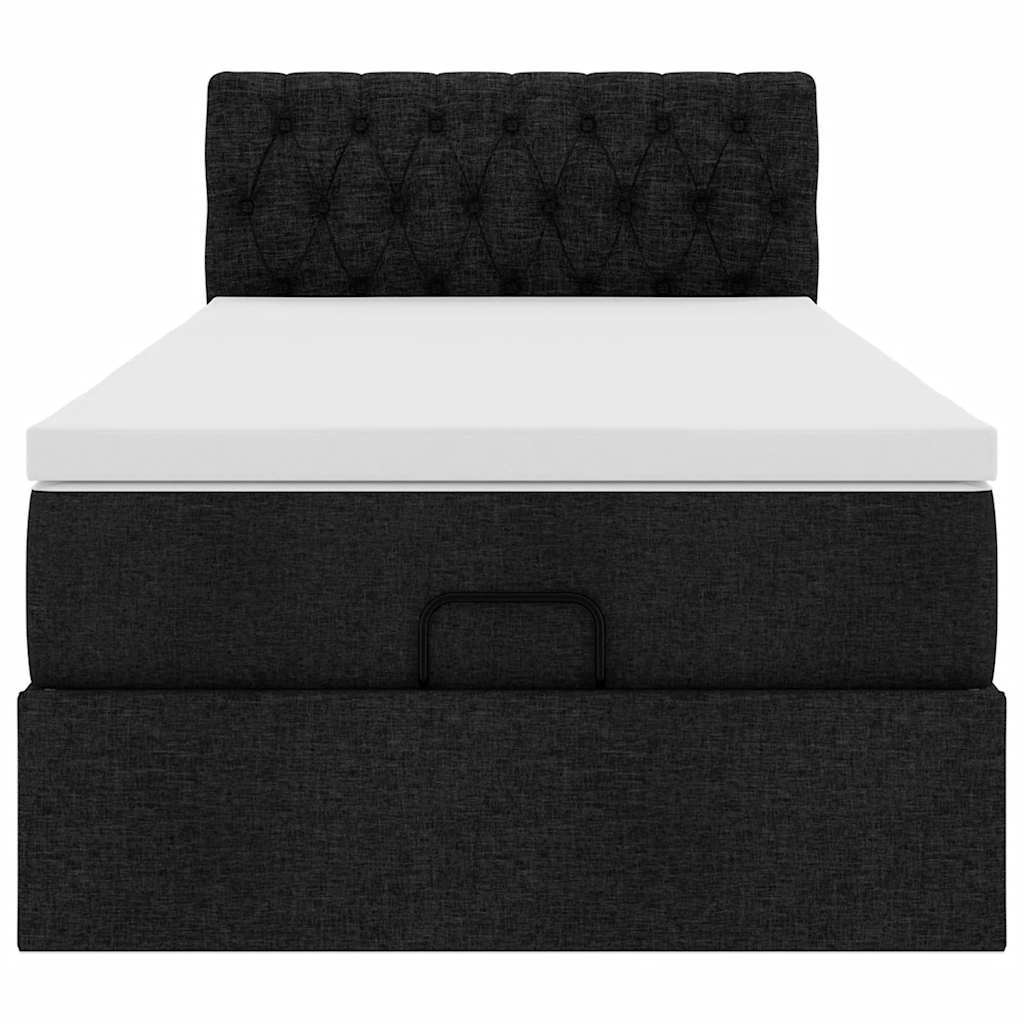 Ottoman bed met matras 90x190cm stof zwart is nu te koop bij PeponiXL, paradijselijk wonen!