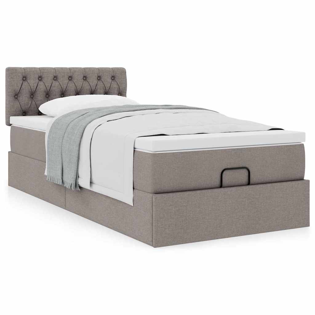 Ottoman bed met matras 90x190cm stof taupe is nu te koop bij PeponiXL, paradijselijk wonen!