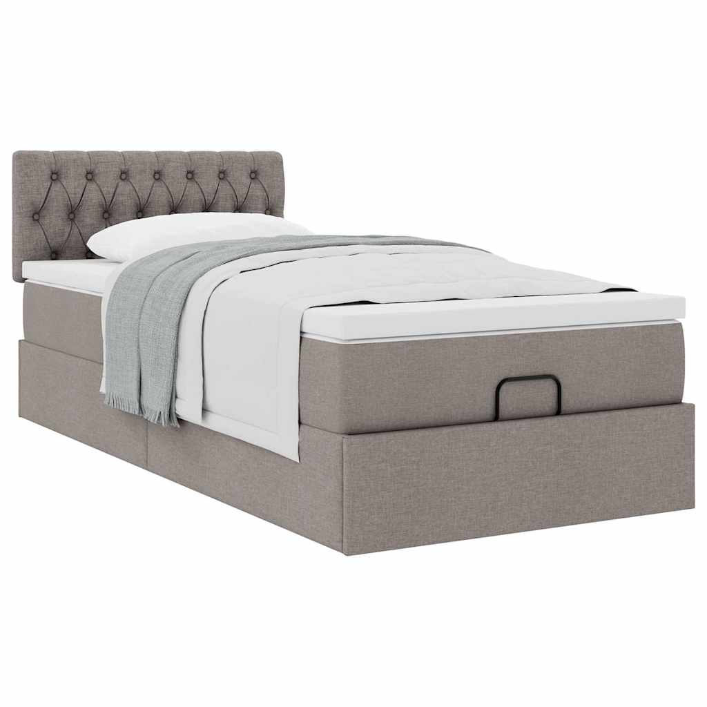 Ottoman bed met matras 90x190cm stof taupe is nu te koop bij PeponiXL, paradijselijk wonen!