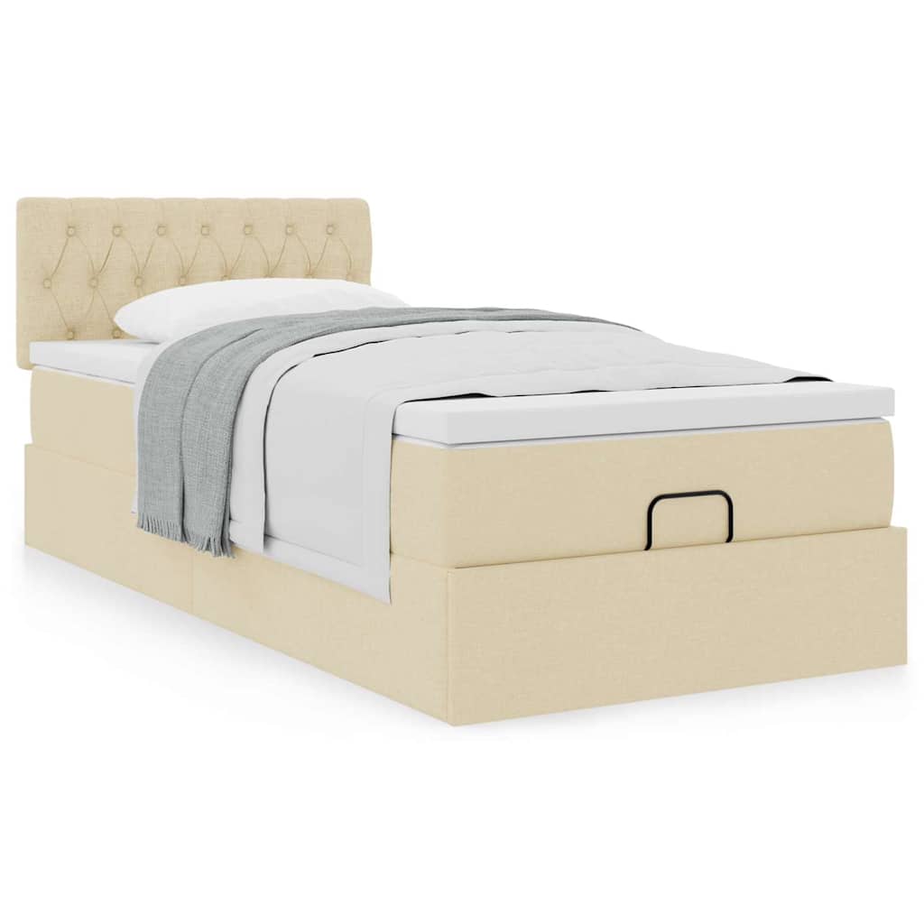 Ottoman bed met matras 90x190cm stof crèmekleurig is nu te koop bij PeponiXL, paradijselijk wonen!