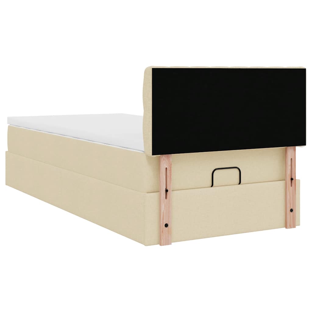 Ottoman bed met matras 90x190cm stof crèmekleurig is nu te koop bij PeponiXL, paradijselijk wonen!