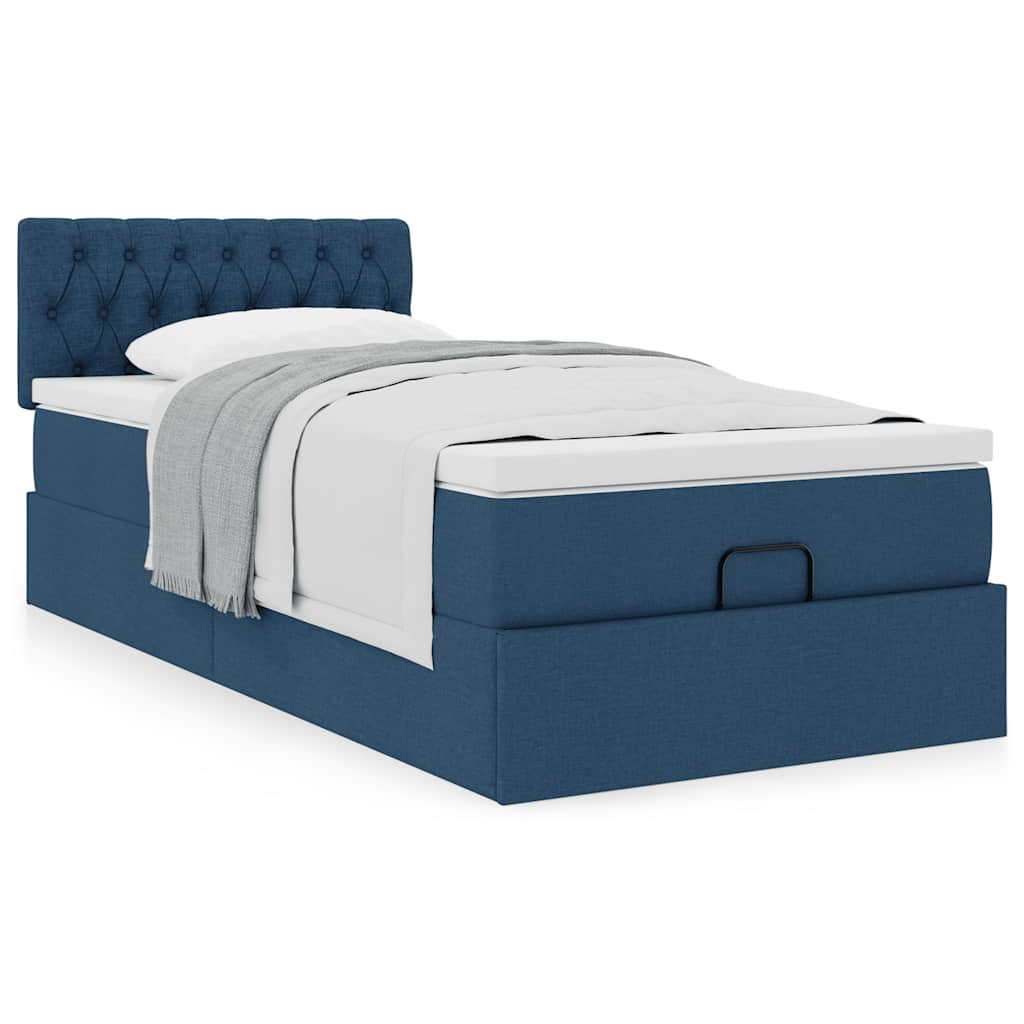 Ottoman bed met matras 90x190cm stof blauw is nu te koop bij PeponiXL, paradijselijk wonen!