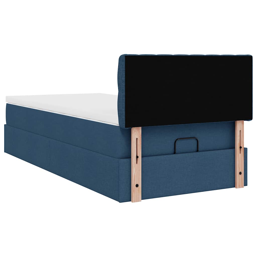 Ottoman bed met matras 90x190cm stof blauw is nu te koop bij PeponiXL, paradijselijk wonen!