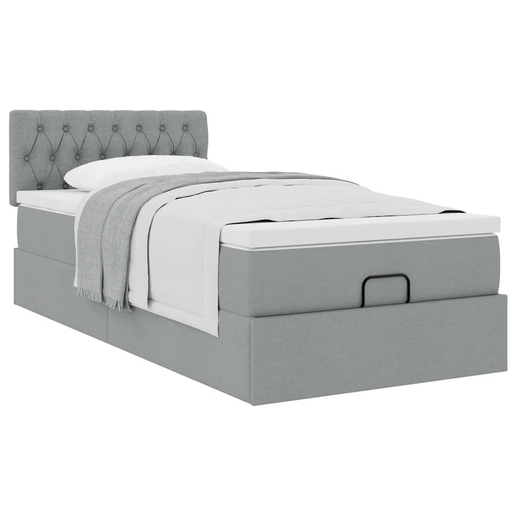 Bed met matras 90x200 cm stof lichtgrijs is nu te koop bij PeponiXL, paradijselijk wonen!