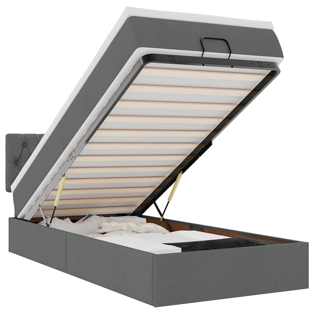 Bed met matras 90x200 cm stof donkergrijs is nu te koop bij PeponiXL, paradijselijk wonen!
