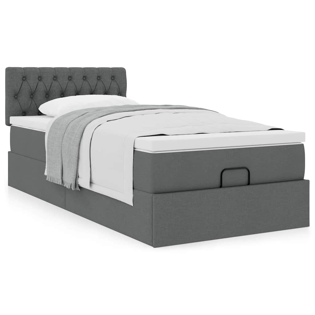 Bed met matras 90x200 cm stof donkergrijs is nu te koop bij PeponiXL, paradijselijk wonen!
