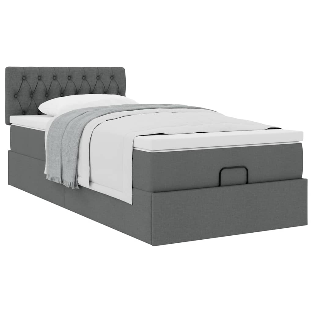 Bed met matras 90x200 cm stof donkergrijs is nu te koop bij PeponiXL, paradijselijk wonen!