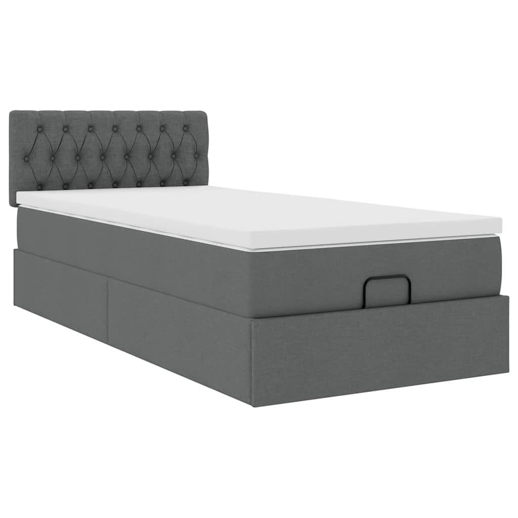 Bed met matras 90x200 cm stof donkergrijs is nu te koop bij PeponiXL, paradijselijk wonen!