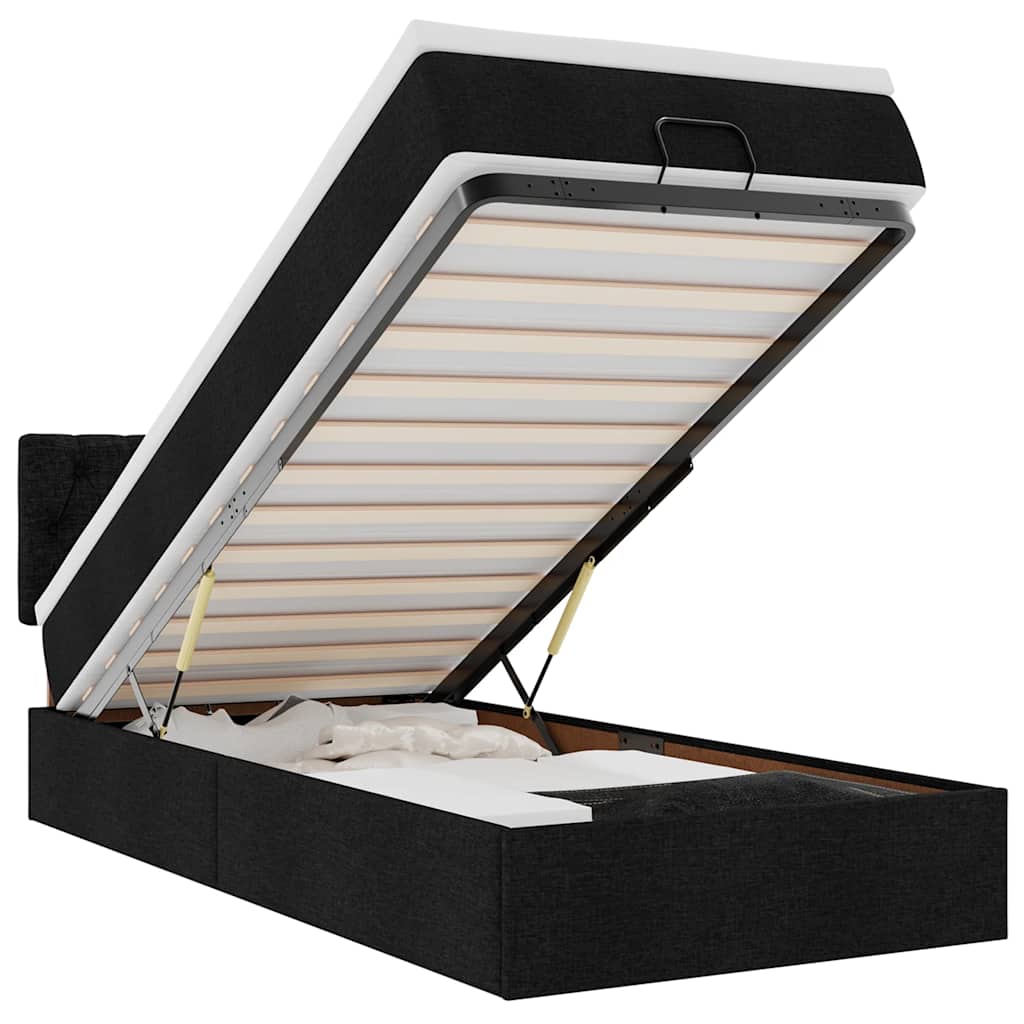 Bed met matras 90x200 cm stof zwart is nu te koop bij PeponiXL, paradijselijk wonen!