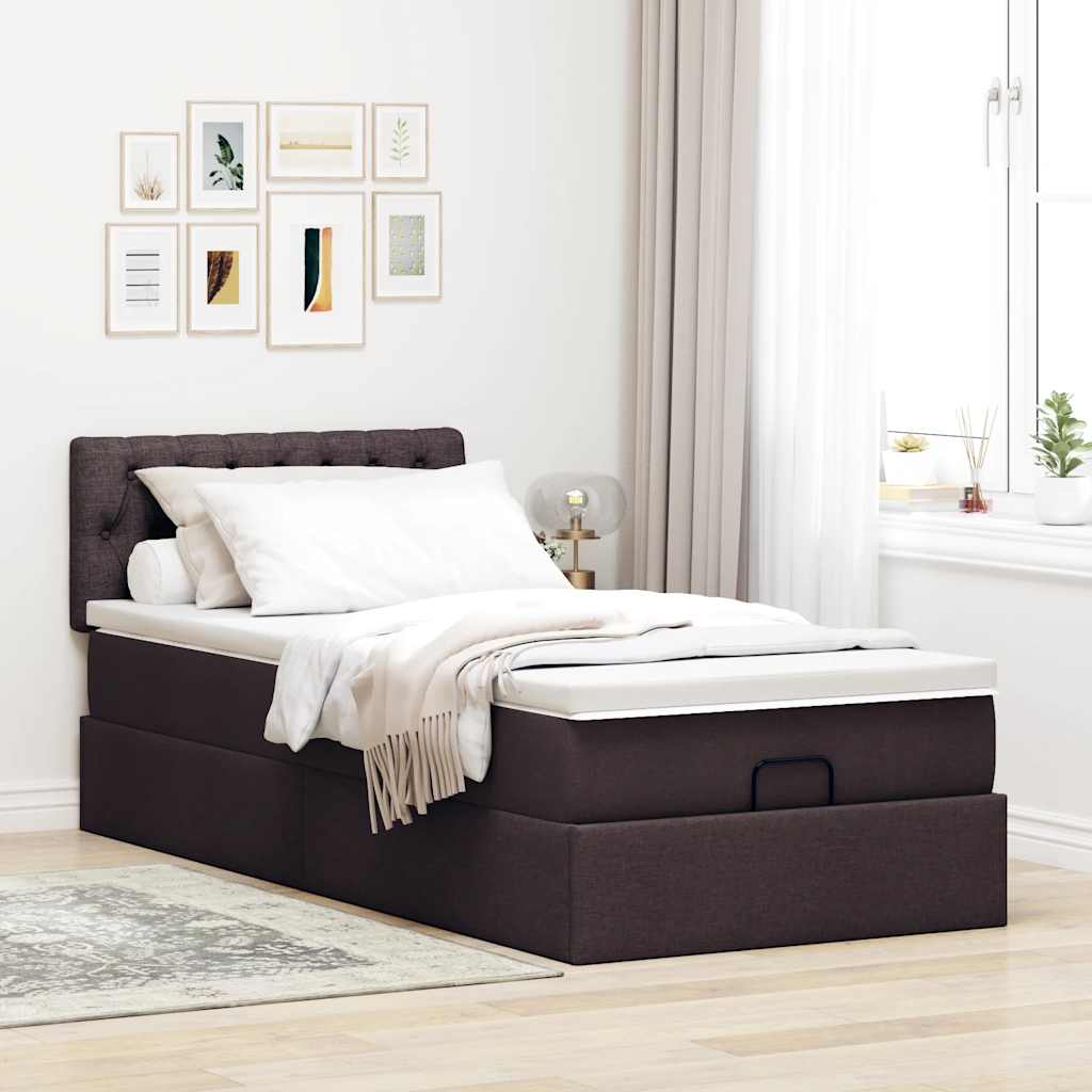 Bed met matras 90x200 cm stof donkerbruin is nu te koop bij PeponiXL, paradijselijk wonen!