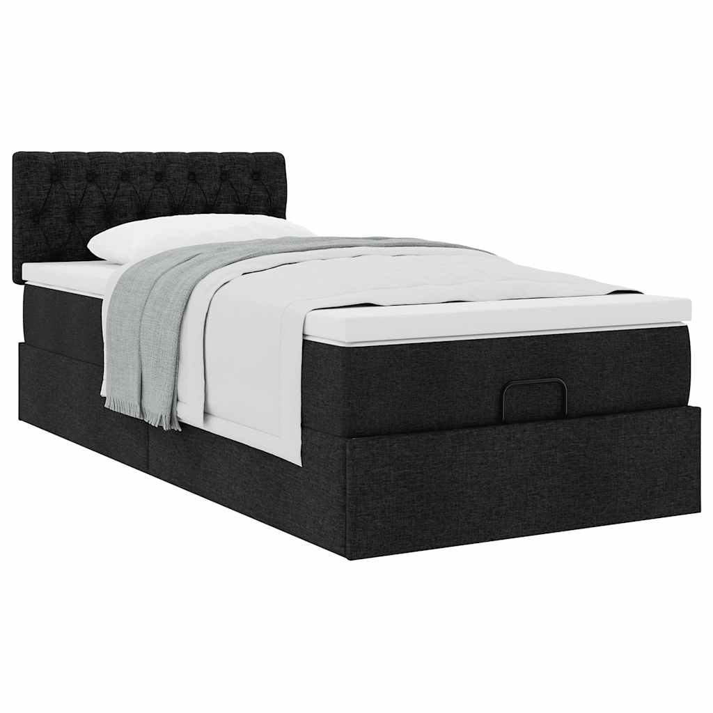 Bed met matras 100x200 cm stof zwart is nu te koop bij PeponiXL, paradijselijk wonen!