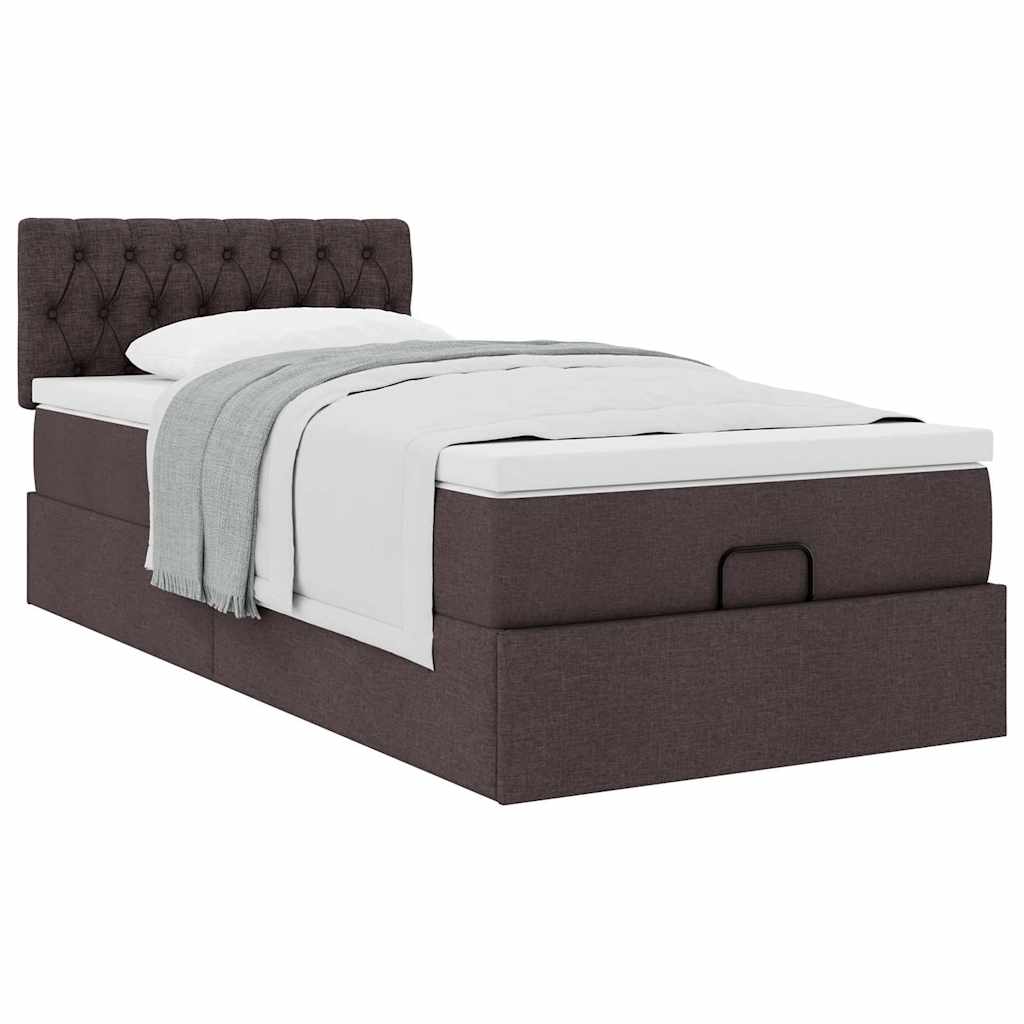 Bed met matras 100x200 cm stof donkerbruin is nu te koop bij PeponiXL, paradijselijk wonen!