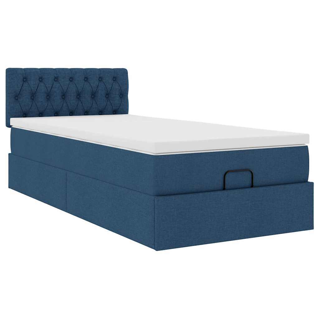 Bed met matras 100x200 cm stof blauw is nu te koop bij PeponiXL, paradijselijk wonen!
